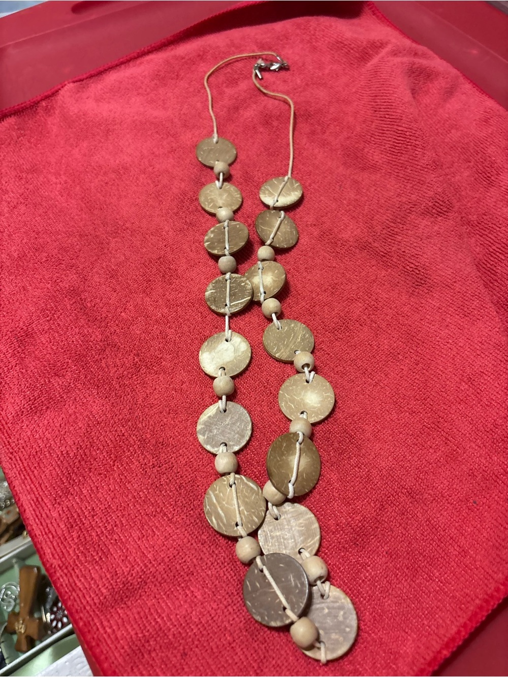 Round Disc Natural Brown Bead Necklace - Women Jewelry